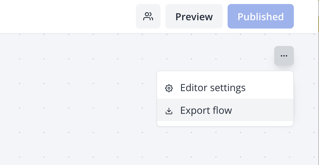 Botão de exportar fluxo